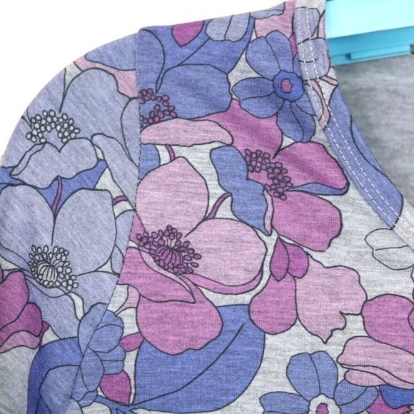 LuLaRoe Lynnae Shirt Top Tunic Purple Pink Gray Floral Long Sleeve L Large - Picture 11 of 12